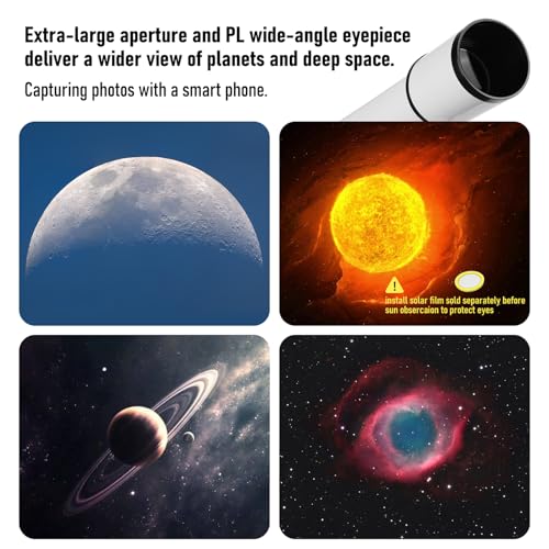 undefined Telescope,Galaeyes 90mm Aperture 600mm FL, Telescope for Adults High Powered,Metal AZ & Stainless Steel Tripod, Stargazing APP & Phone Adapter,Aperture 90mm の商品画像 2