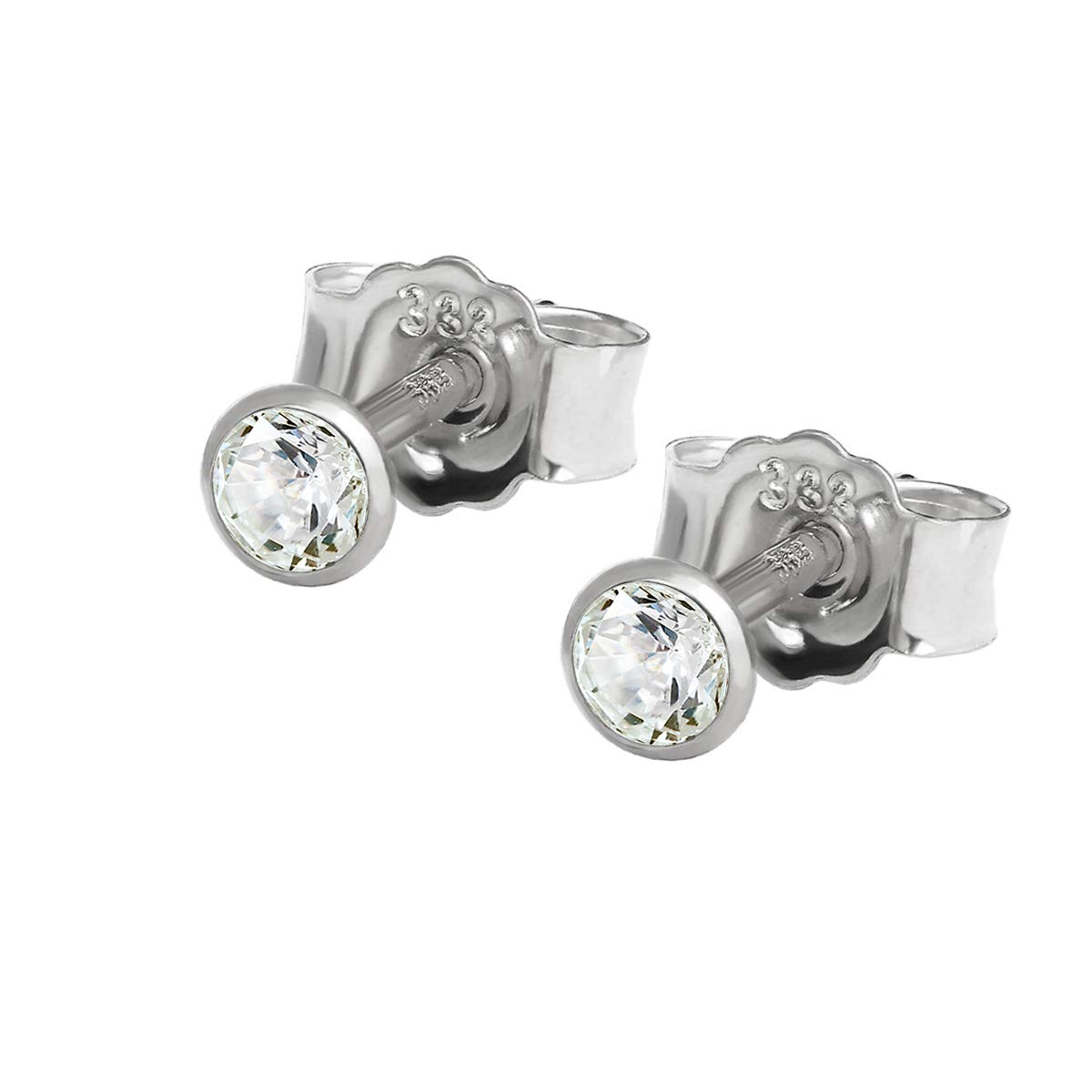 NKlauspar de aretes de oro blanco de 2,5 mm 333 8 quilates pendientes de oro zirconai blanco damas mens stud earrings