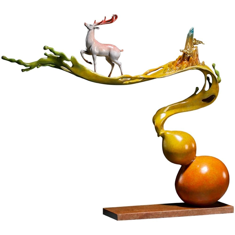 AFGFGHES Statue Home Copper Desktop Gourd Ornaments Living Room Handmade Statue Study Office Rockery Decoration Crafts Brass Figurine