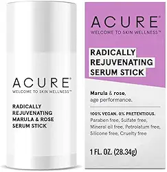 Acure, Serum Stick 100 vegano radicalmente rejuvenescedor oferece suporte antienvelhecimento, óleo de rosa de marula hidrata óleo de abacate rejuvenesce, transparente, perfumado, 30 ml