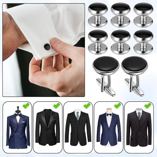 Set 8 Piezas Gemelos y Botones para Esmoquin Hombre miniatura 3