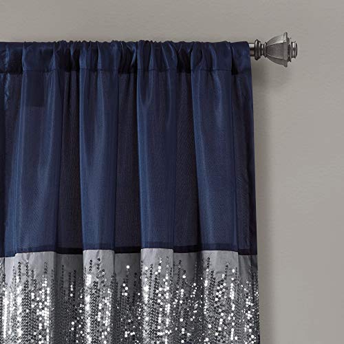 Lush Decor Night Sky Panel for Living Bedroom, Dining Room (Single Curtain), 84" x 42" Navy and White, W 42" x L 84" (1 Panels) - Image 2