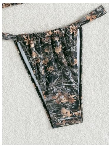 MakeMeChic Women's Camo Bikini Set Triangle Tie Backless Thong Bathing Suit Two Piece Swimsuits3