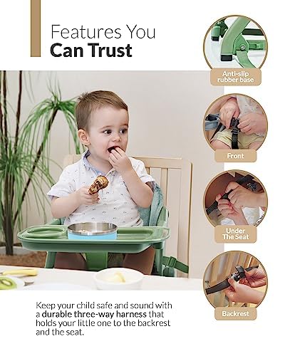 Miniatura 6 de Feed Me - Asiento elevador de silla alta de viaje 3 en 1 para bebés y niños pequeños, de transición, compacto y se adapta a cualquier silla, bandeja