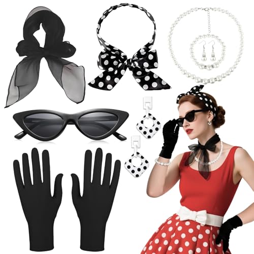 Bryndo 8 Stück Rockabilly Accessoires 50er Jahre-Black