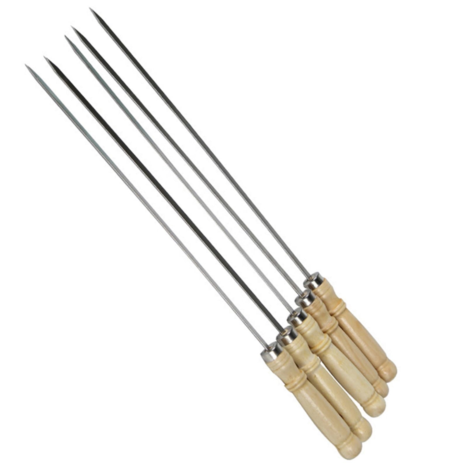 Spiedini Kabob da 10-100 Pezzi, spiedini Piatti alla griglia in Acciaio Inossidabile, con Comoda Impugnatura in Legno, for Cocktail, Barbecue, Barbecue, Frutta (Size : 50)