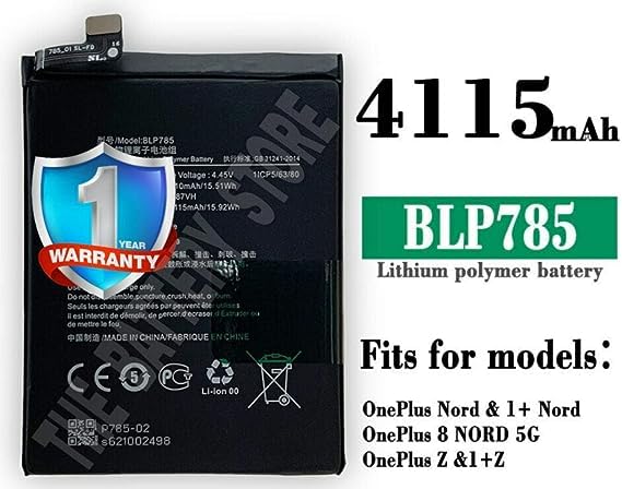 Image of THE BATTERY STORE Original BLP785 Battery for one Plus nord / 8 NORD 5G / Z / 1+ Z Battery with 1 Year Warranty **** (PP194)