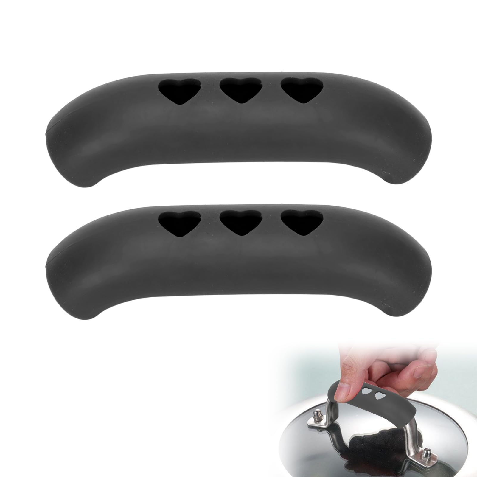 Dioche 2Pcs Silicone Assist Handle Holder Grip, Heat Non Slip Pot Grip Handle Sleeve, Easy Install with Cast Iron, Frying Pans, Skillets, and More (Black), Wholesale Business