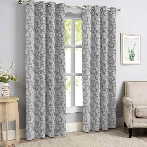 Image of Homestan Abstract Design Velvet Long Door Curtains 9 Feet Long Set of 2 for Home Decor (9 X 4.5 Feet, White)