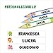 112 Etichette Personalizzate per cancelleria scuola - 50x8mm - Adesivi colorati per penne, matite, oggetti vari, etc.