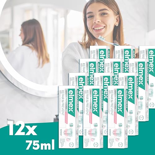 Elmex SENSITIVE PROFESSIONAL REPAIR & PREVENT Zahnpasta 75 ml, 12er Set (12 x 75 ml) und Celexqua Zahnbürstekappe – Bild 8