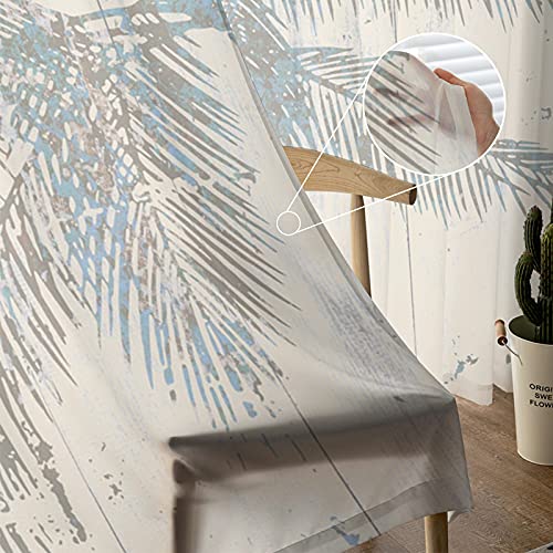 Semi Sheer Curtains 84 Inches Long, Tropical Palm Tree Vintage Wood Window Treatments Curtains,Light Filter Curtains Rod Pocket Drapes For Living Room Bedroom,2 Panels #TOP4
