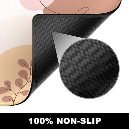 Image of Printed Gaming Mousepad - Premium Stitched Edges, Smooth Surface,Size 11x23 inches, Non-Slip Rubber Base - Ideal for Office & Gaming Setup (Boho Pink Abstract Flower)