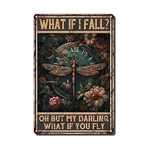 Vintage Metal Tin Signs Dragonfly Wall Decor Funny What If I Fall Oh But My Darling What If You Fly Decor Metal Sign Vintage Style Signs Wall Signs Cafe and bar Wall hanging 8x12 inch-Tin sign Vintage Metal Tin Signs Dragonfly Wall Decor Funny What If I Fall Oh But My Darling What If You Fly Decor Metal Sign Vintage Style Signs Wall Signs Cafe and bar Wall hanging 8×12 inch Tin sign