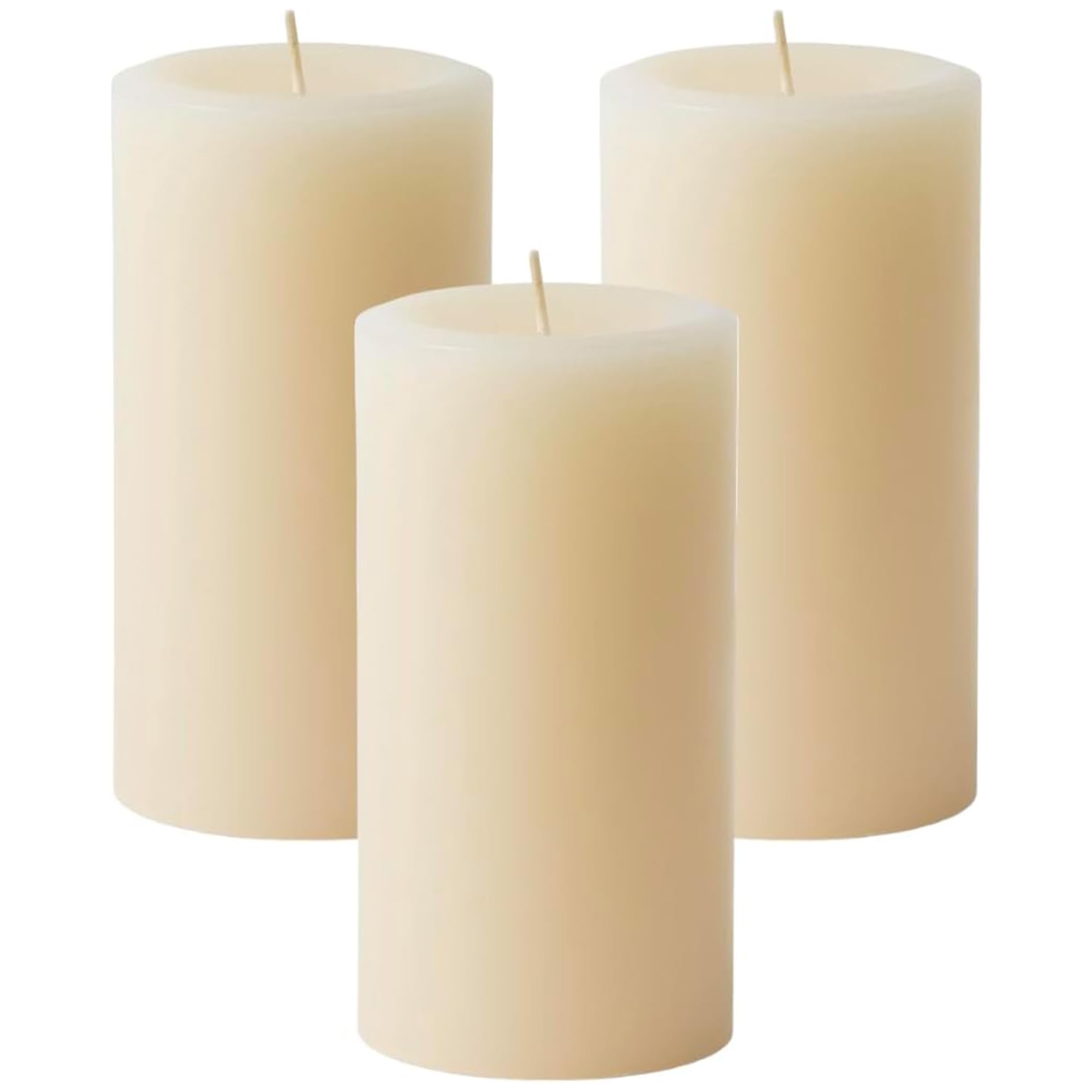 Mister Candle Dripless Vanilla Scented Ivory Pillar Candles Set of 3, Hand Made Vanilla Pillar Candles with Essential Oils for Home Decor, Premium Wax, 80 Hr Burn Time (3x6 inch)