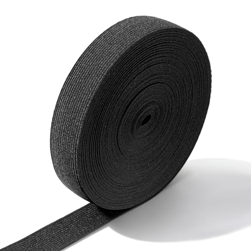 2,5 cm 16 Yard Nähen auf Gummiband Schwarz Strick Gummiband Gestrickte Schwere Stretchgurte Flache Bänder zum Nähen Handwerk B& Tagesdecke Manschette DIY Projekte
