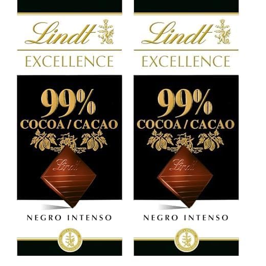 Lindt Excellence Tableta Chocolate Negro, 99% Cacao, 50g (Paquete de 2)