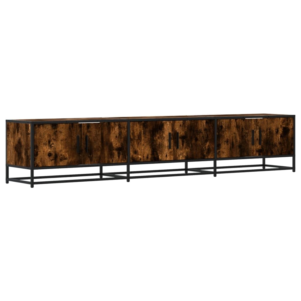 TV-Schrank Räuchereiche 210x35x41 cm, Holzwerkstoff, Metallgestell, Modernes Media-Center für Wohnzimmer, Schlafzimmer, Stauraum, Stabil
