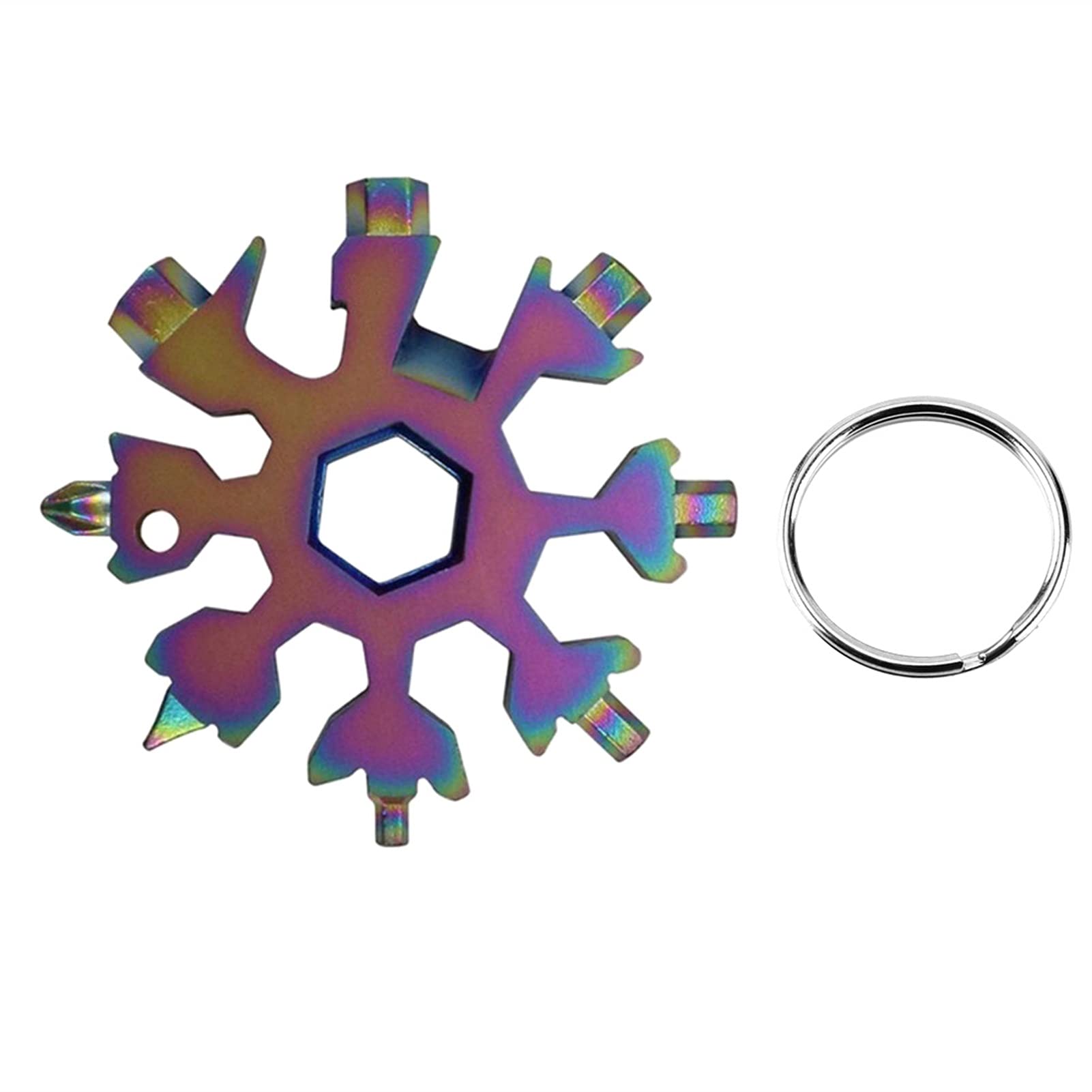 Bkhsgdxj Multicolore Snowflake Wrench Snowflake Multitool,Screwdriver Spanner, Snow Flakes Wrench Keyring(Multicolore)
