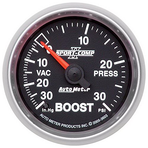 Image of Auto Meter 3603 Sport-Comp II 2-1 /16 inch 30 in. Hg /30 PSI Mechanical Vacuum /Boost Gauge