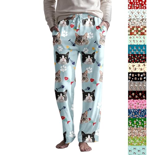 Custom Pajama Pants with Photo, Personalized Photo Picture PJ Bottoms, Personalized Pet Face Pajamas for Men Women