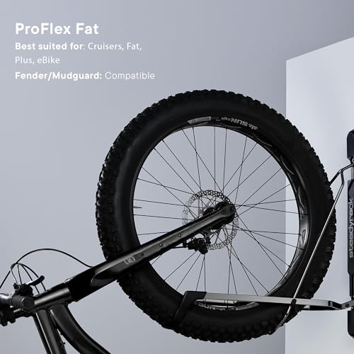 Image of Steadyrack Proflex Fat Bike Rack - Vertical Wall Mount Bike Storage for Home - Roll-in Roll-Out System - Space-Saving Pivot - Fits Fat, Plus, Cruisers, Fender - Includes GearMate SteadySpine - 2 Pack