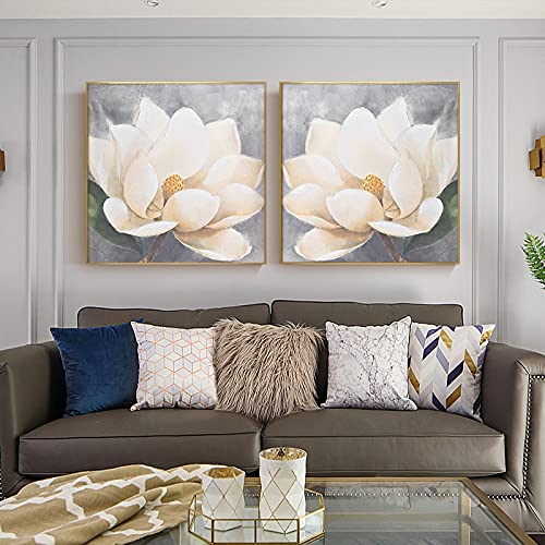 Peinture abstraite florale sur grande toile d’art mural moderne sans cadre x2