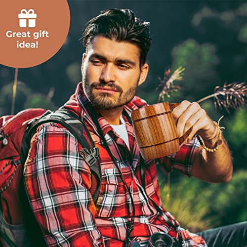 24 oz Large Wooden Beer Mug for Men Women Vintage Wood Viking Cup Rustic Wooden Tankard Cool Drinking Stein Cup Unique Camping Coffee Man Mugs Gifts for Beer Lovers Him Handmade Big Tea Coffee Mug