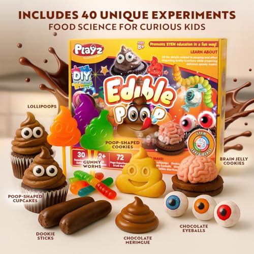 Image of Playz Edible Poo Candy Making Kit for Kids Age 8-12 Years Old with 30+ Fun
