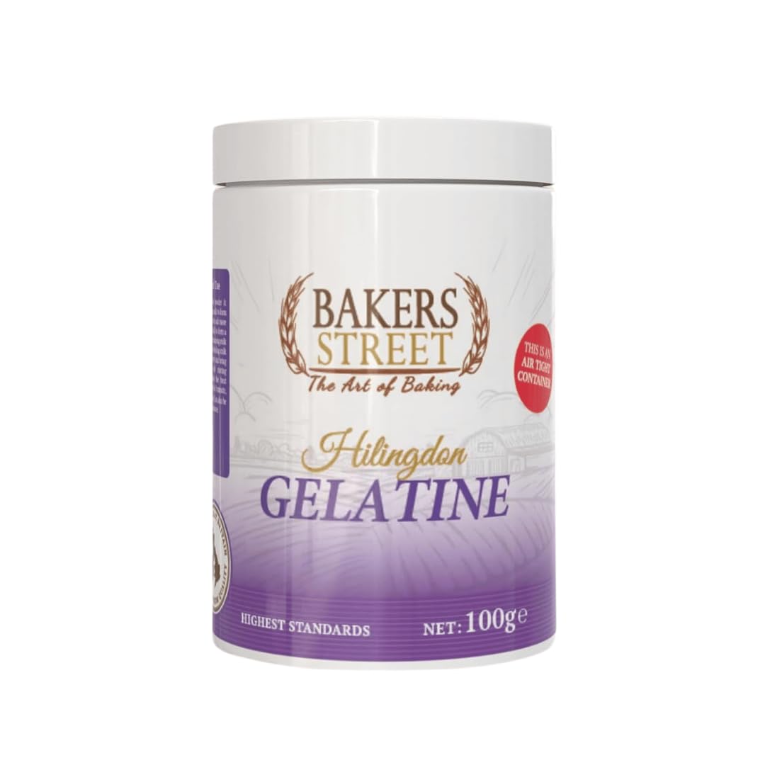 Bakers Street Halal Gelatine Powder - 100g Tub of Beef Gelatin with Bovine 250 Bloom - Halal Gelatine for Culinary and Baking Needs