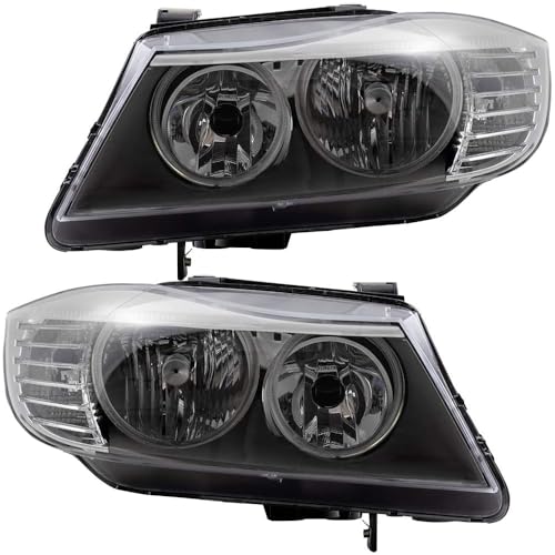 EPIC LIGHTING OE Style Halogen Headlights Assembly Replacement for BMW 09-11 323i 328i 335i M3 - Pair