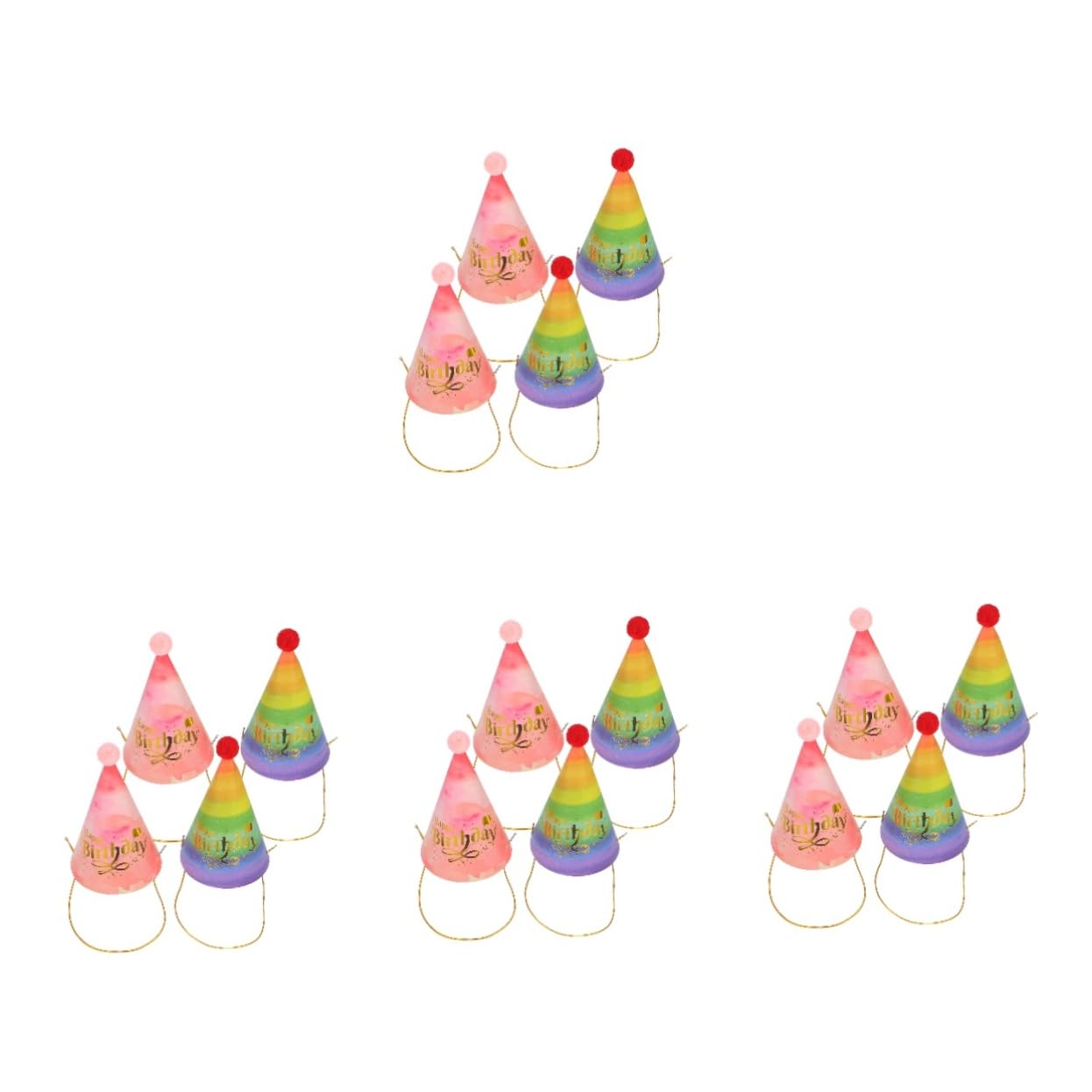 PRETYZOOM Hut aus Regenbogenpapier Kappe Zylinder zum Geburtstag Geburtstagsmütze Festliche Kopfbedeckung Deckel schirmmützen dekorativer Geburtstagskegelhut geburtstag kopfschmuck