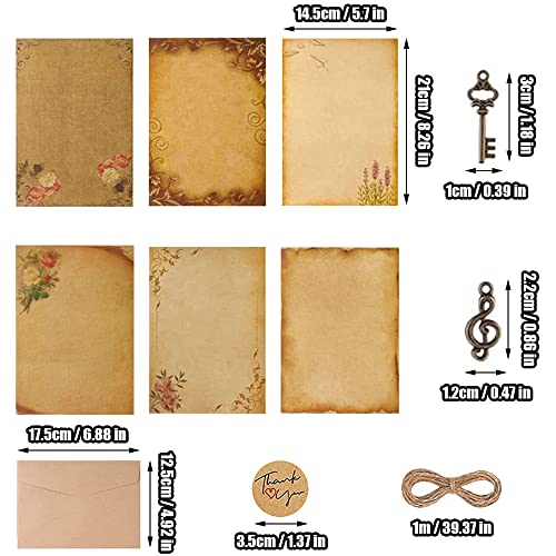 Set Cancelleria Vintage, 24 Pz Fogli Carta Lettere...