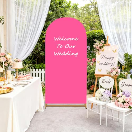 Image of Arch Backdrop Cover 7.2ft Double Color Spandex Arch Stand Cover(Peach&Rose)