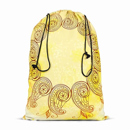 Image of ArtzFolio Ethnic Circular Ornament D5 | Reusable Sack Bag | Bag for Gym, Storage, Vegetable & Travel