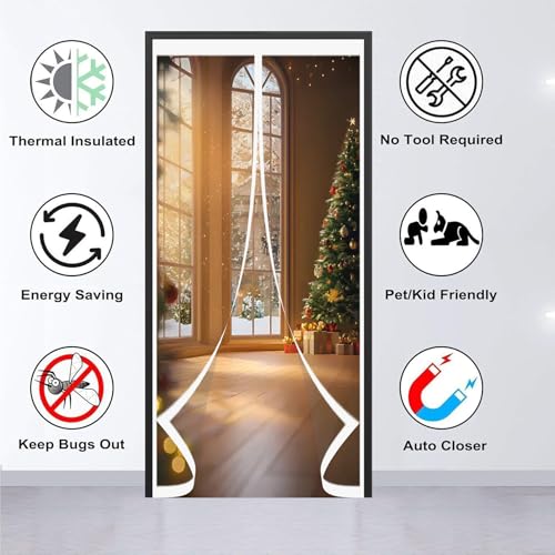 Rideau de porte thermique de qualité supérieure isolant 99 x 190 cm