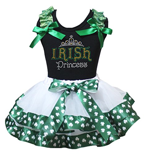 Chemise trèfle blanc brodé et jupe pétale pour tenue de princesse irlandaise