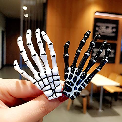 Miniatura 4 de Pinzas para el pelo de calavera con forma de esqueleto para mujer, pasadores de pelo góticos para mujeres y niñas, 4 piezas, horquillas de horror