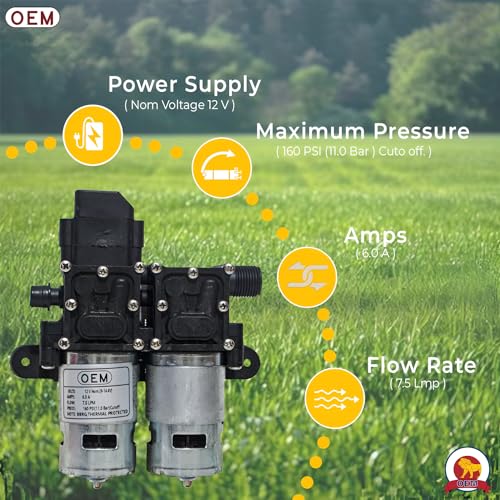 Image of OEM 12V Double Motor Diaphragm Water Pump | 8 LPM High Flow Rate | High Pressure Copper Winding Motor | Auto Cut-Off Agricultural & Sprayer Pump