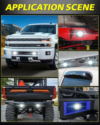 Image of Flush Mount LED Pods 5 inch 120W CREE LED Bumper Lights for Trucks | Focus Spot Beam, High Intensity CREE LEDs Flush Mount LED Lights Backup Reverse Lights for Truck Pickup UTV ATV SUV