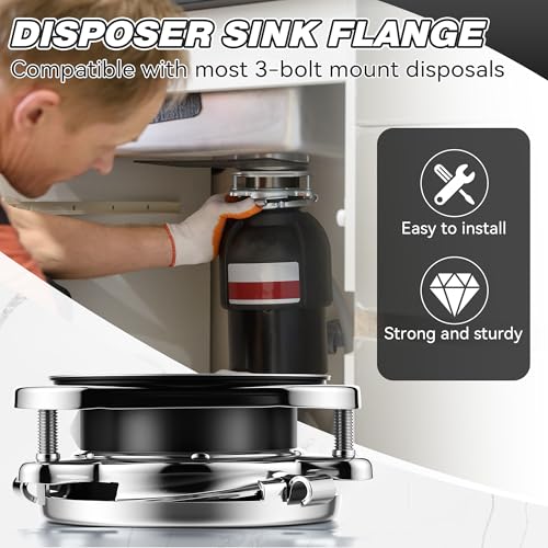 Image of Garbage Disposal Flange Kit, Fit 3 1 /2 inch Sink Drain Hole, Black