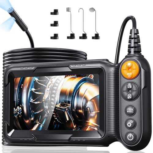 Borecope with Light 5M, 5in Dual Lens Endoscope Camera with Light, Digital Inspection Camera, 7.9mm IP67 Waterproof Endoscope, 5M/16.4FT Semi-Rigid for Car Wall Plumbing-6PCS ACCS