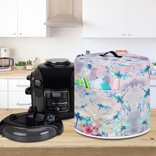 Image of Cozeyat Dragonfly Floral Kitchen Decor Accessories Appliance Dust Cover for Electric Pressure Cooker /Air Fryer /Rice Cooker /Steamer /Toaster,Pressure Cooker Cover 3 qt