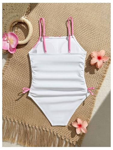 Image of Milumia Girl's Floral One Piece Swimsuit Bow Tie Side Spaghetti Strap Bathing Suit