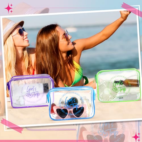 Reginary 6 Pcs Girls Trip Gifts Favors Clear Makeup Bags, Clear Travel Toiletry Bags with Zipper for Women, Waterproof PVC Cosmetic Bag Gifts Set for Women, Bestie, Sister, Colorful2