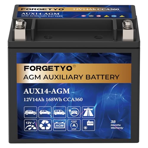 AUX14 Auxiliary Battery 12V 14 AH AGM Battery 360 CCA Rechargeable AGM Maintenance Free 38 Months Warranty