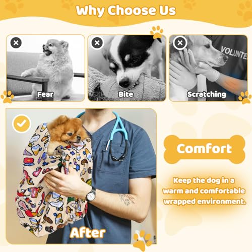 Image of Cat Grooming Wrap & Dog Restraint Bag with Pet Nail Clippers Kit, 32x32in Self Adhesive Cat Wrap for Nail Clipping Multifunctional Care, Anti-Escape Soft Blanket Swaddle Within 22lbs