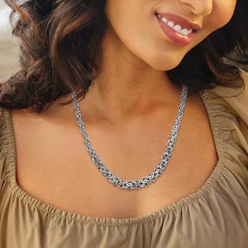 Ross-Simons Sterling Silver Graduated Byzantine Necklace2