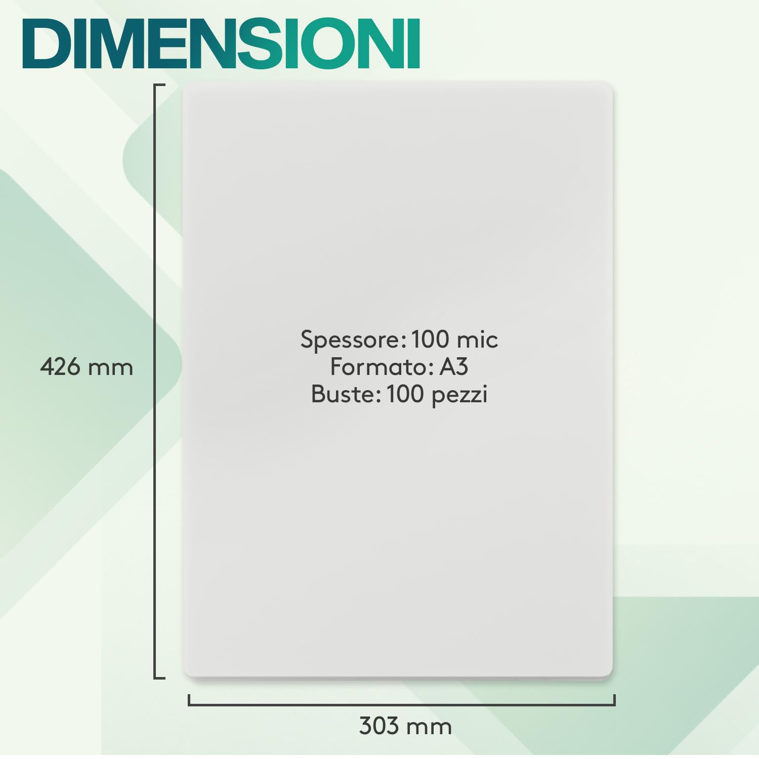 ACROPAQ Fogli plastificatrice A3 opache - Confezione di 100 fogli per plastificare, 2x100 (200) microns, 100 pezzi, Finitura opaca, Anti-impronte digitali, Angoli arrotondati - Buste plastificazione