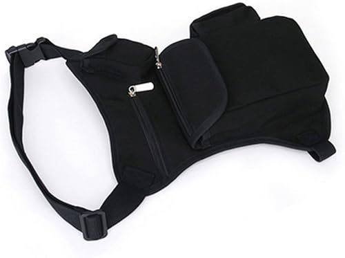 Miniatura 4 de Riñonera de lona, riñonera multiusos para carreras, táctica, de pierna caída, para motocicleta, ciclismo al aire libre, bolsa de muslo, Negro -,